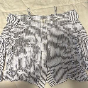 Blue and white Pinstriped top